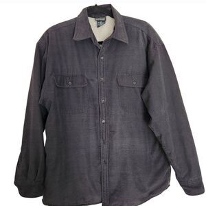 Montage Collection Men's Gray Sherpa Lined Button-Up Shaket Size Large